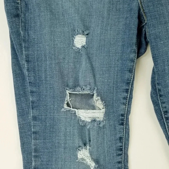 Levi's 29X27 Womens Boyfriend Factory Distressed Blue Denim Logo Patch Tag Jeans - Picture 8 of 12